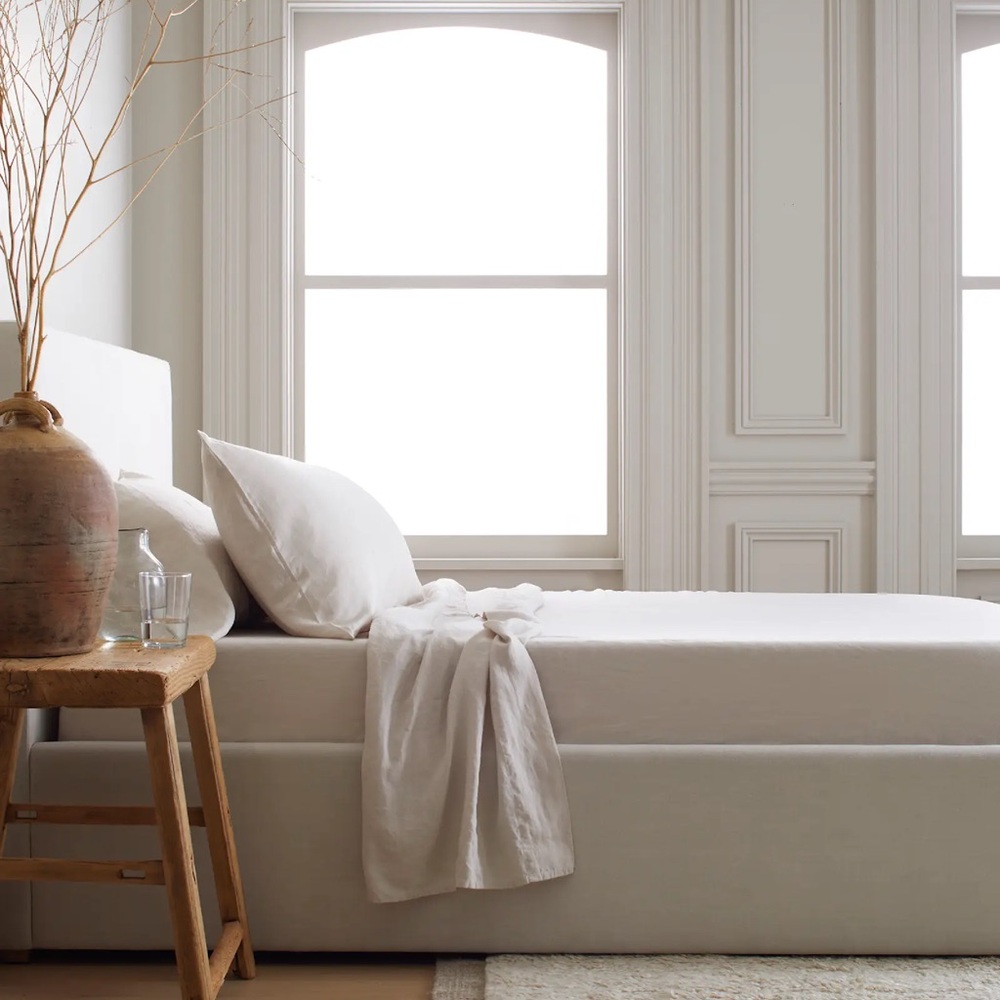 New Quince European Linen Sheet FULL size Set 4 pieces - Sand MSRP $174